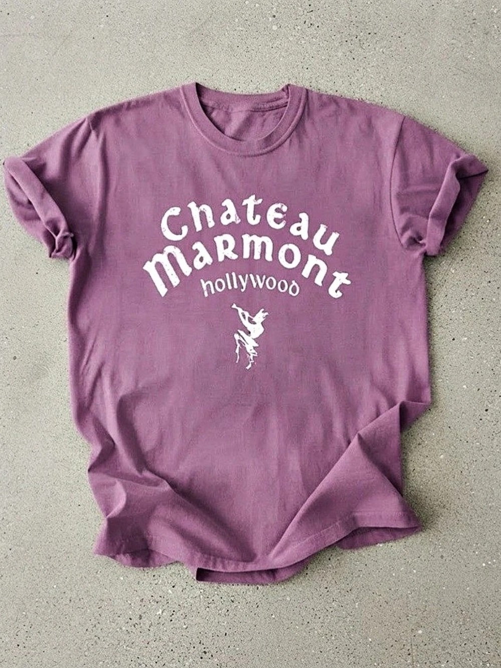 Hollywood Chateau Marmont Tee Gildan T-Shirt Purple Cotton Top